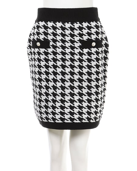 INGNI(イング) チドリ柄/スカート クロ/アイボリー