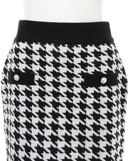 INGNI(イング) チドリ柄/スカート クロ/アイボリー