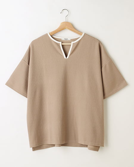 【WEB限定】配色キーネックカットトップス