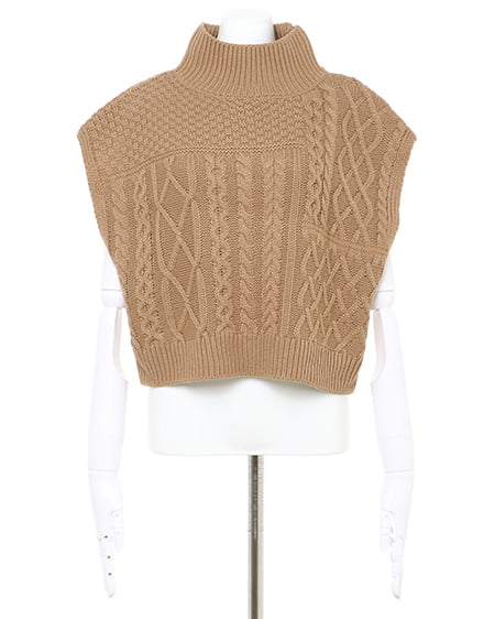 INGNI(イング) パッチワークケーブルニット モカ