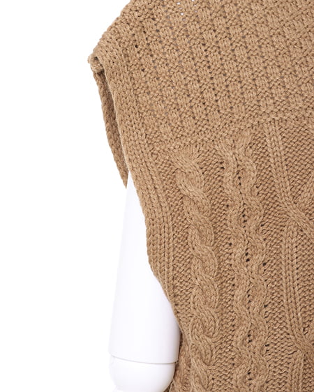 INGNI(イング) パッチワークケーブルニット モカ