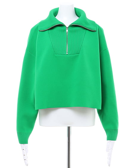 INGNI(イング) ハーフZIPショート丈プルオーバー グリーン