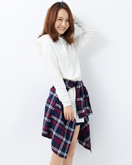 INGNI(イング) 裏毛パーカーxチェックシャツ／SET ｵﾌﾎﾜｲﾄ/ｺﾝ