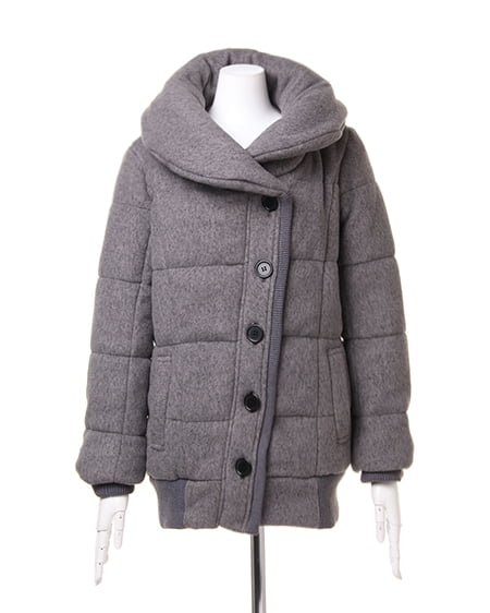 INGNI（イング） 中綿リブコートxロンTシャツ／SET ﾁｬｺｰﾙｸﾞﾚｰ/ｵﾌﾎﾜｲﾄ