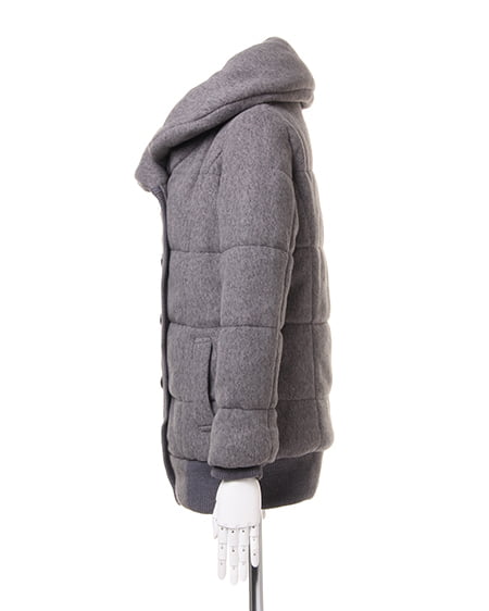 INGNI（イング） 中綿リブコートxロンTシャツ／SET ﾁｬｺｰﾙｸﾞﾚｰ/ｵﾌﾎﾜｲﾄ