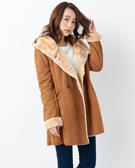 INGNI(イング) ムートンコートx装飾付畦ニット／SET ｷｬﾒﾙ/ｵﾌﾎﾜｲﾄ