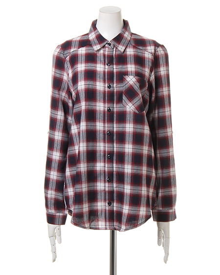 INGNI（イング） オンブレーチェック柄シャツ＋BOXロゴT／SET ｺﾝ/ｵﾌﾎﾜｲﾄ