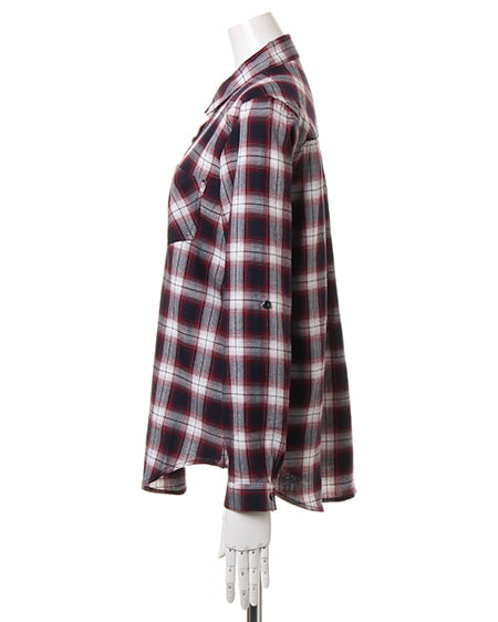 INGNI（イング） オンブレーチェック柄シャツ＋BOXロゴT／SET ｺﾝ/ｵﾌﾎﾜｲﾄ