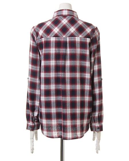 INGNI（イング） オンブレーチェック柄シャツ＋BOXロゴT／SET ｺﾝ/ｵﾌﾎﾜｲﾄ