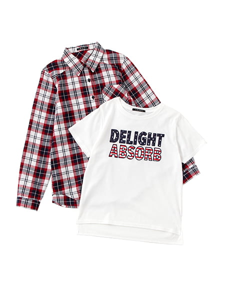 INGNI(イング) チェック柄シャツ＋柄ロゴTシャツ／SET ｵﾌﾎﾜｲﾄ/ｱﾒﾘｶ