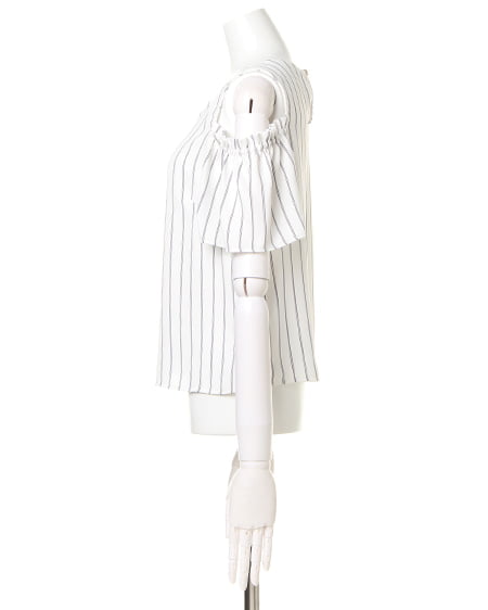 INGNI(イング) 肩開きトップス+サッシュ付ワイドパンツ/SET オフホワイト/クロ