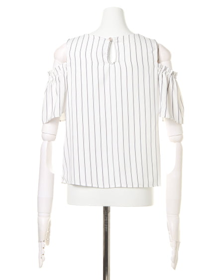 INGNI(イング) 肩開きトップス+サッシュ付ワイドパンツ/SET オフホワイト/クロ