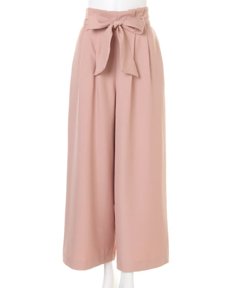 INGNI(イング) 肩開きトップス+サッシュ付ワイドパンツ/SET オフホワイト/クロ