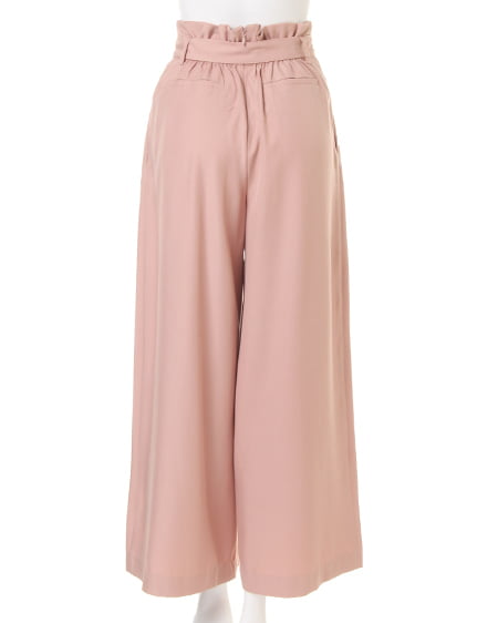 INGNI(イング) 肩開きトップス+サッシュ付ワイドパンツ/SET オフホワイト/クロ