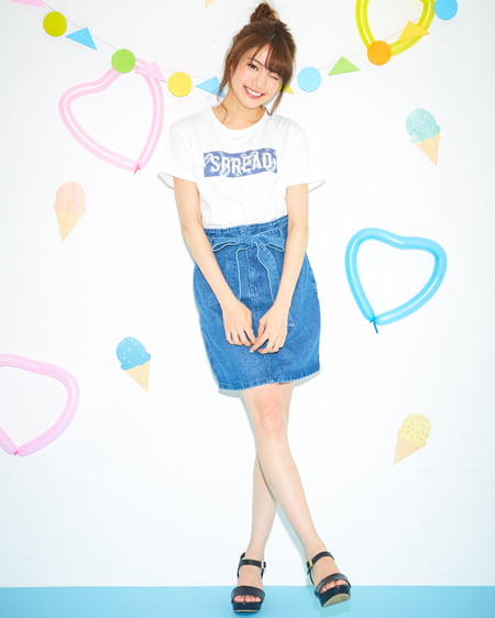 INGNI(イング) ロゴTシャツ＋デニムコクーンスカート／SET ブルーバンダナ