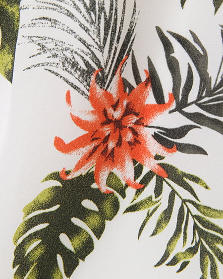 INGNI（イング） リーフ柄オフショル＋サッシュ付パンツ／SET ｵﾌﾎﾜｲﾄ