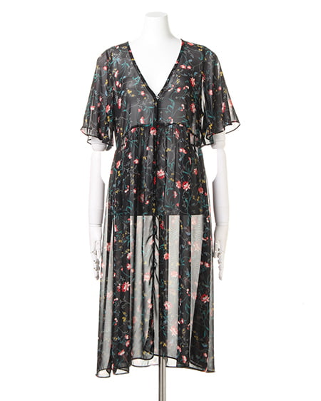 INGNI（イング） レースタンク＋花柄シフォンガウン／SET ｵﾌﾎﾜｲﾄ