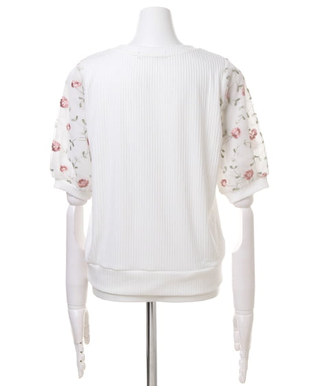 INGNI（イング） 袖刺繍トップス＋サッシュ付キュロットスカート／3点SET ｵﾌﾎﾜｲﾄ