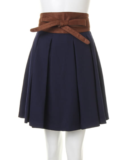 INGNI（イング） 袖刺繍トップス＋サッシュ付キュロットスカート／3点SET ｵﾌﾎﾜｲﾄ