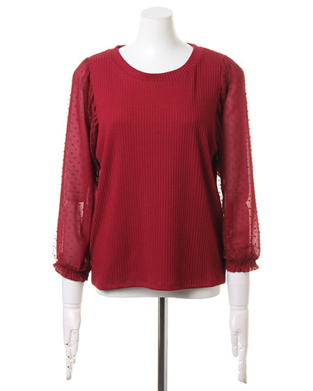 INGNI（イング） 袖ドットチュール8分袖TOPS＋花柄フロッキースカート／SET ﾎﾞﾙﾄﾞｰ