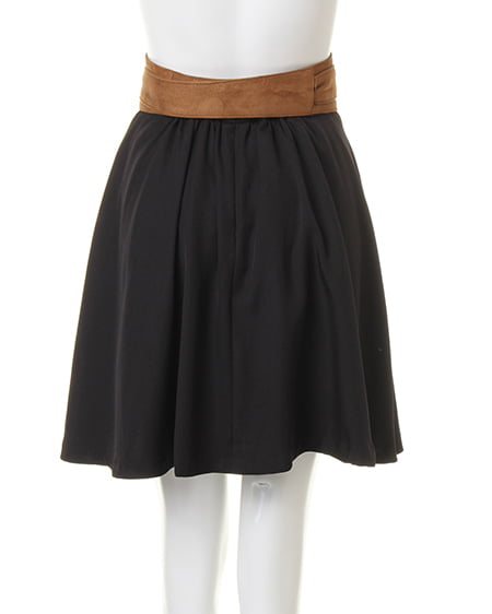 INGNI(イング) 花柄スタンドネックブラウス+スエードサッシュ付タックフレア/SET マスタード