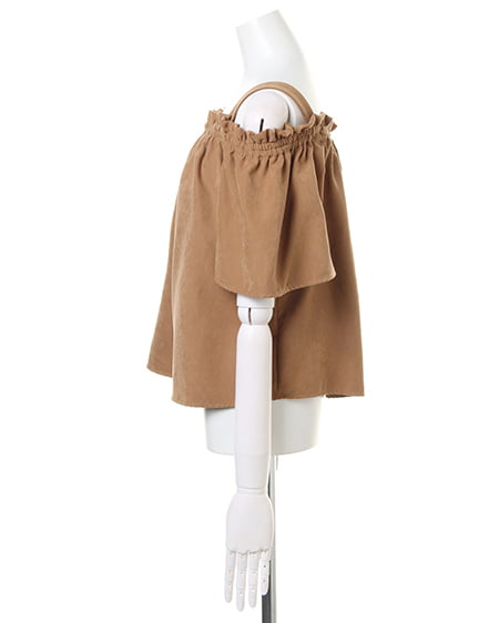 INGNI（イング） 肩開きオフショルTOPS＋ストライプ柄イレヘムスカート／SET ｷｬﾒﾙ