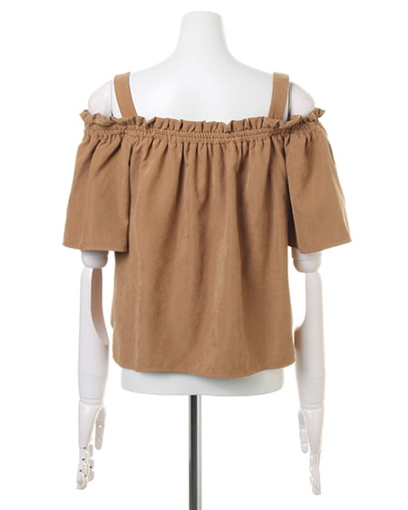 INGNI（イング） 肩開きオフショルTOPS＋ストライプ柄イレヘムスカート／SET ｷｬﾒﾙ