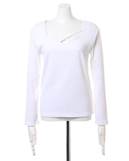 INGNI（イング） ハートネック長袖TOPS＋花柄イレヘムスカート／SET ｵﾌﾎﾜｲﾄ