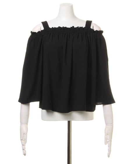 INGNI（イング） ボリューム袖TOPS＋スエードサッシュ付スカート／SET ｸﾛ