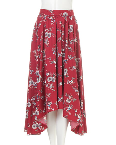 INGNI（イング） 総針Vネックニット＋花柄イレヘムスカート／SET ｵﾌﾎﾜｲﾄ