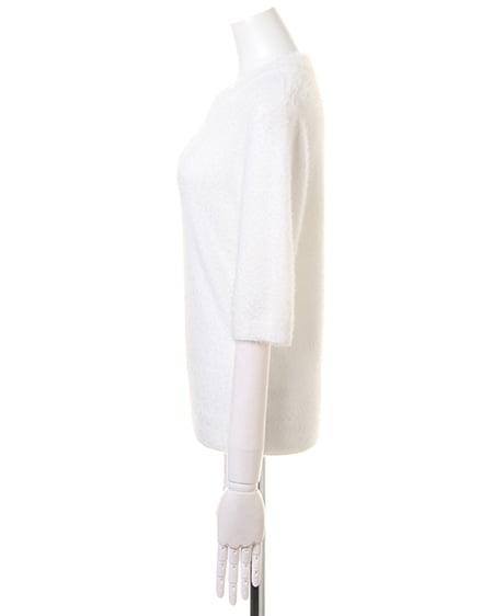 INGNI（イング） フェザー5分袖ニット＋刺繍前ボタンスカート／SET ｵﾌﾎﾜｲﾄ