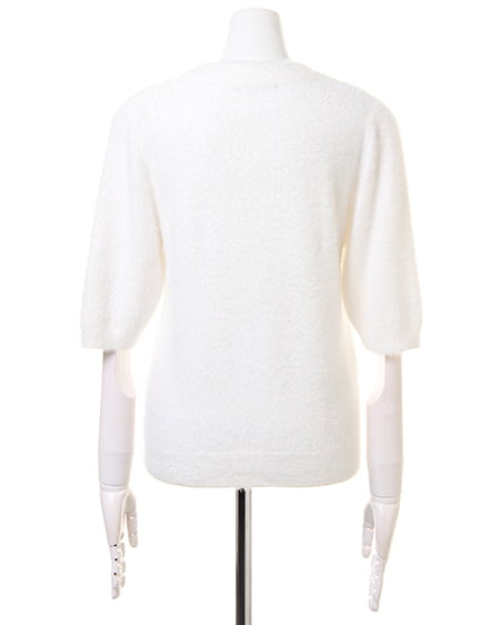 INGNI（イング） フェザー5分袖ニット＋刺繍前ボタンスカート／SET ｵﾌﾎﾜｲﾄ