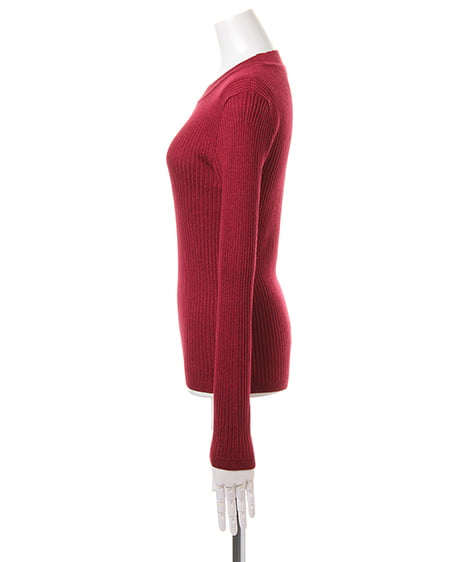 INGNI（イング） ラメリブ長袖ニット＋刺繍前ボタンスカート／SET ﾎﾞﾙﾄﾞｰ