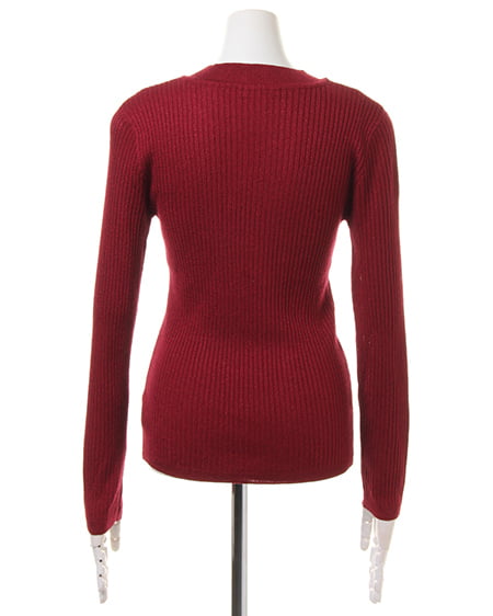 INGNI（イング） ラメリブ長袖ニット＋刺繍前ボタンスカート／SET ﾎﾞﾙﾄﾞｰ