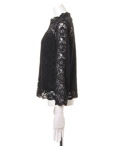 INGNI(イング) ハイネックレースTOP+ベルト付ピーチガウチョ/SET クロ/A