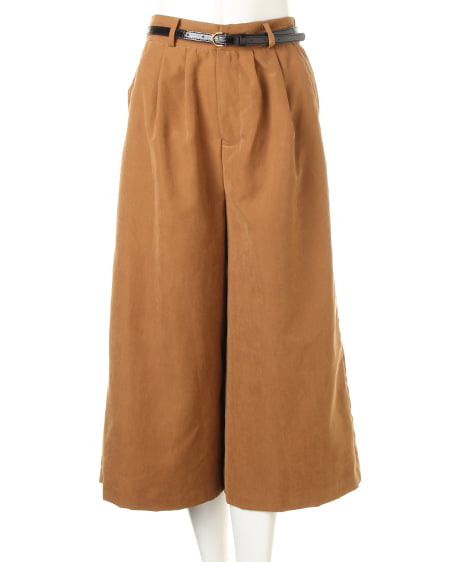 INGNI(イング) ハイネックレースTOP+ベルト付ピーチガウチョ/SET クロ/A