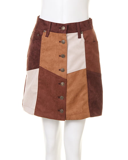 INGNI（イング） フェザー5分袖ニット＋パッチワークスカート／SET ｵﾌﾎﾜｲﾄ