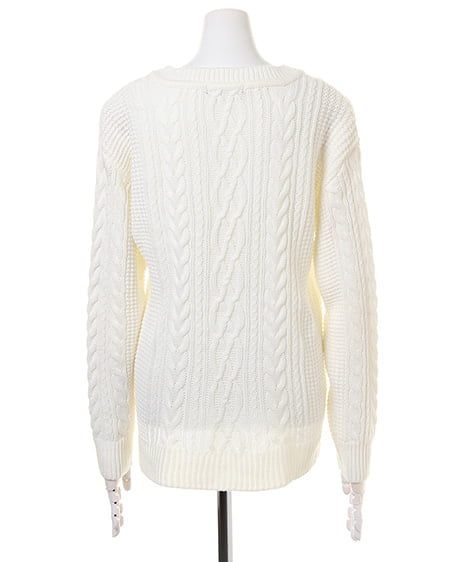 INGNI（イング） ケーブルニット＋サッシュ付イレヘムスカート／SET ｵﾌﾎﾜｲﾄ