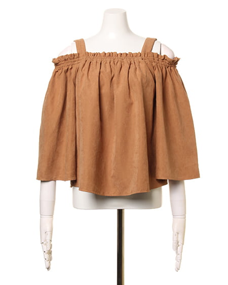 INGNI（イング） ピーチ肩開きオフショル＋サッシュ付スカーチョ／SET ｷｬﾒﾙ/A