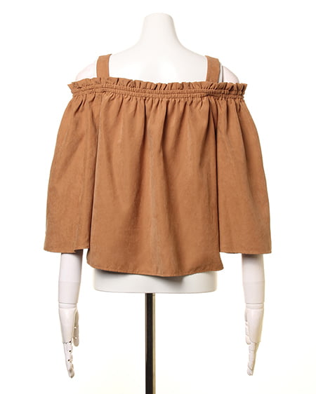 INGNI（イング） ピーチ肩開きオフショル＋サッシュ付スカーチョ／SET ｷｬﾒﾙ/A