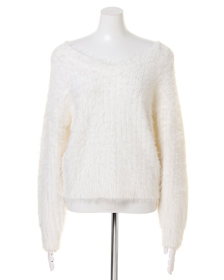 INGNI（イング） フェザー2WAYニット＋ベルト付ガウチョパンツ／SET ｵﾌﾎﾜｲﾄ