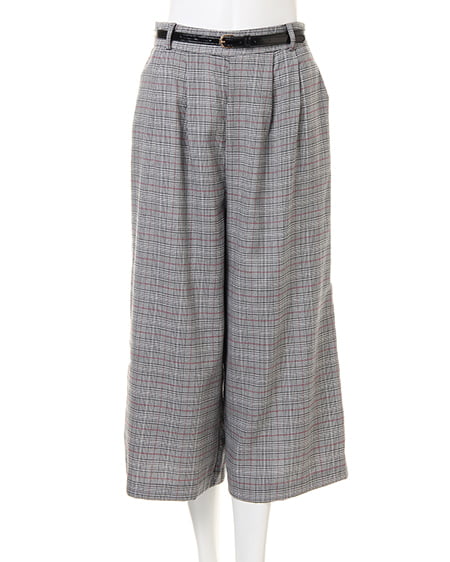 INGNI（イング） フェザー2WAYニット＋ベルト付ガウチョパンツ／SET ｵﾌﾎﾜｲﾄ