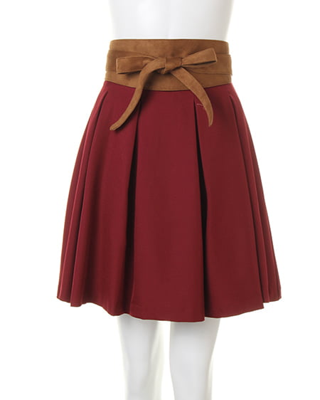 INGNI（イング） 装飾付ニット＋サッシュ付タックフレア／SET ｸﾛ