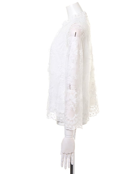 INGNI（イング） チュール刺繍TOPS＋サッシュ付ミディスカート／SET ｵﾌﾎﾜｲﾄ