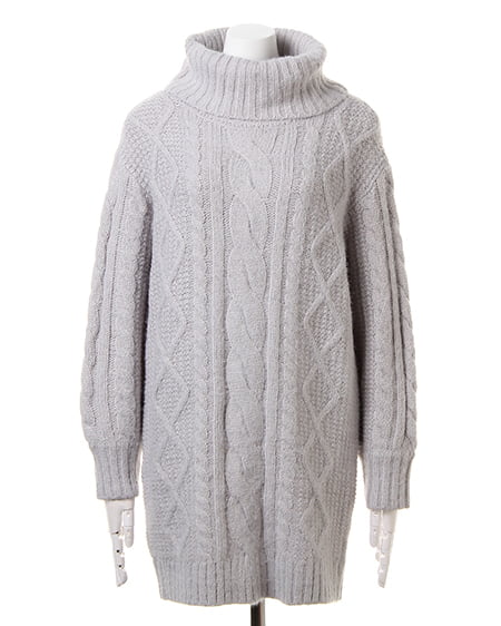 INGNI（イング） ケーブルオフタートルワンピース＋チェックストール／SET ｸﾞﾚｰ