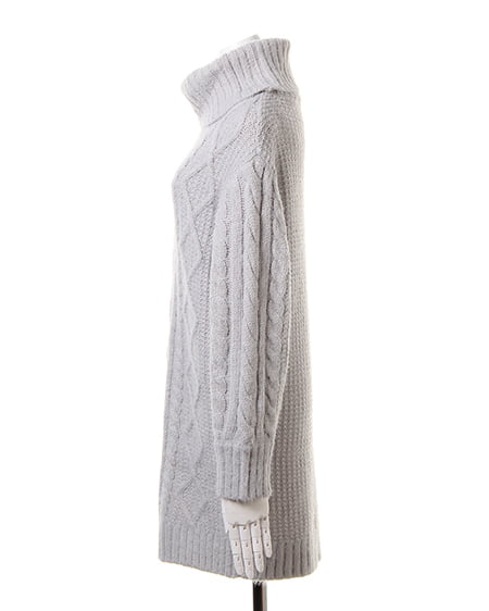 INGNI（イング） ケーブルオフタートルワンピース＋チェックストール／SET ｸﾞﾚｰ