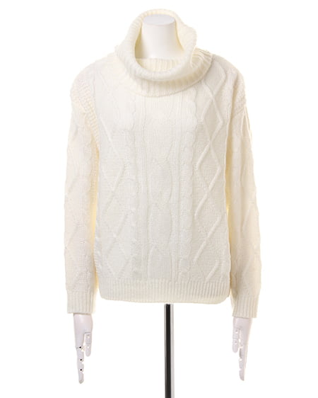 INGNI（イング） ケーブルオフタートル＋スカーチョ／SET ｵﾌﾎﾜｲﾄ