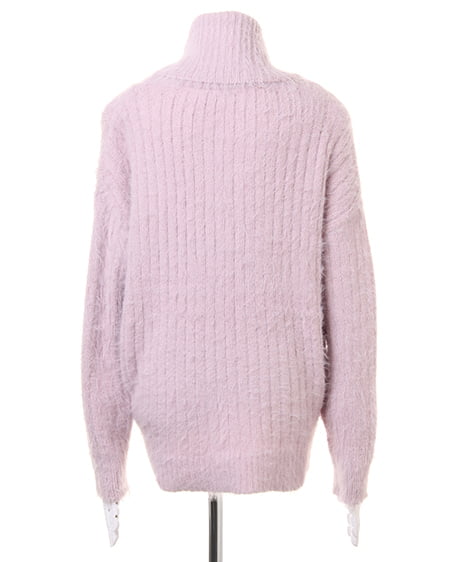 INGNI（イング） フェザーオフタートル＋シャギーチェック台形スカート／SET ﾗﾍﾞﾝﾀﾞｰ/ﾋﾟﾝｸ