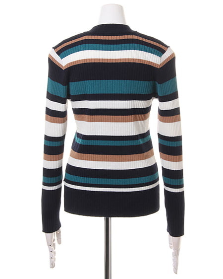 INGNI（イング） マルチボーダーハイネックニット＋ピーチイレヘムスカート／SET ｺﾝ