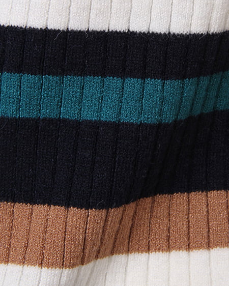 INGNI（イング） マルチボーダーハイネックニット＋ピーチイレヘムスカート／SET ｺﾝ